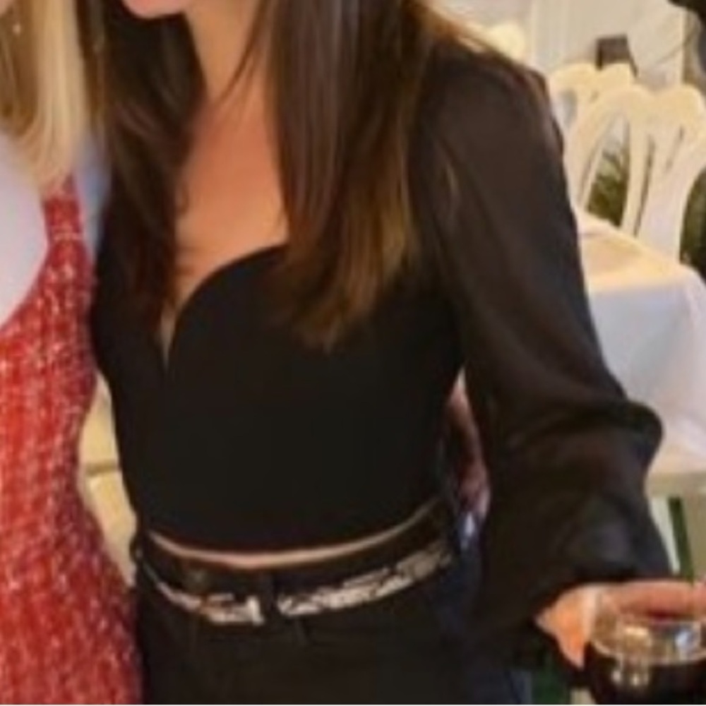 Lulu's Black Sheer Sleeve Crop Top